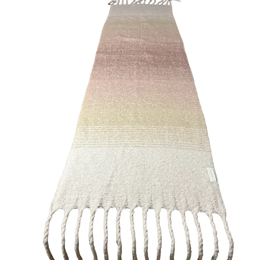 MER|SEA OVERSIZED WRAP/SCARF OMBRE BEIGE AND CREAM COLOR WITH FRINGE